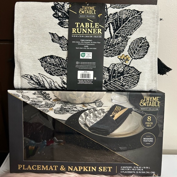 Thyme & Table fall 8-Piece Set, 4 Napkins & 4 Round Placemats & 72" Table Runner - Picture 1 of 6
